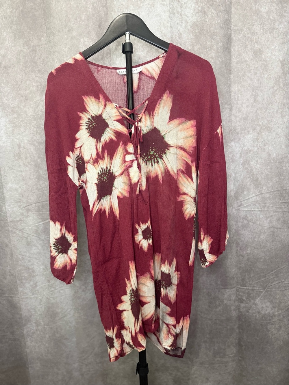 Flynn Skye Wine Floral V-Neck Tunic